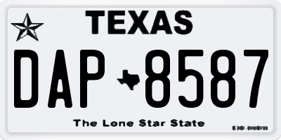 TX license plate DAP8587