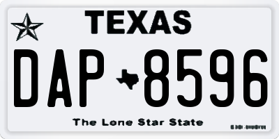 TX license plate DAP8596