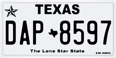 TX license plate DAP8597