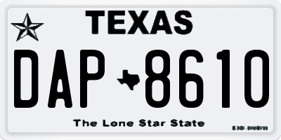 TX license plate DAP8610