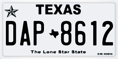 TX license plate DAP8612