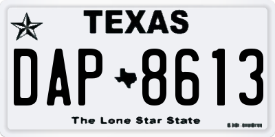 TX license plate DAP8613