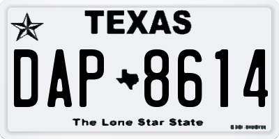 TX license plate DAP8614