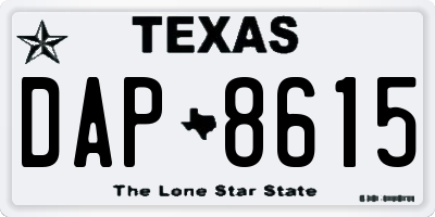 TX license plate DAP8615