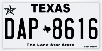 TX license plate DAP8616