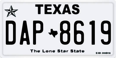 TX license plate DAP8619