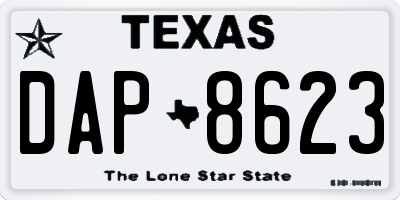 TX license plate DAP8623