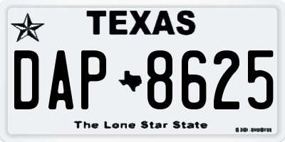 TX license plate DAP8625