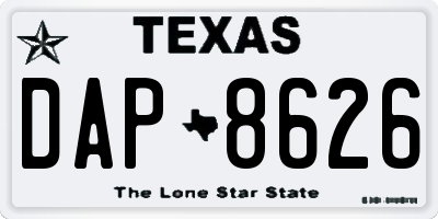 TX license plate DAP8626