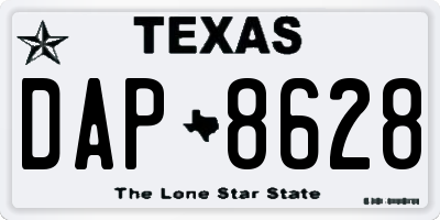 TX license plate DAP8628