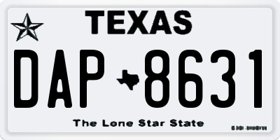 TX license plate DAP8631