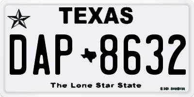 TX license plate DAP8632