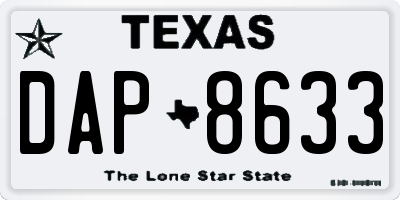 TX license plate DAP8633