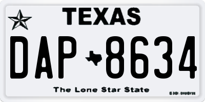 TX license plate DAP8634