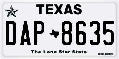 TX license plate DAP8635