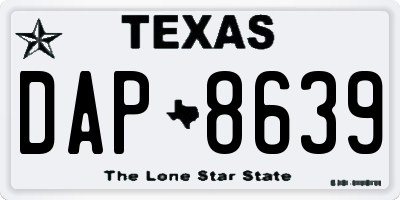 TX license plate DAP8639