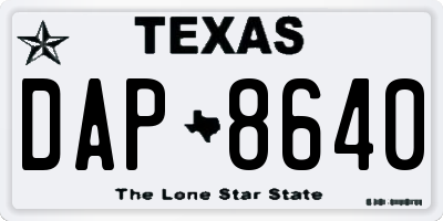 TX license plate DAP8640