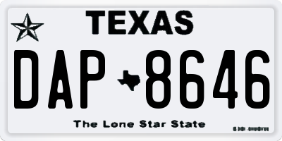 TX license plate DAP8646