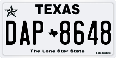 TX license plate DAP8648