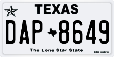 TX license plate DAP8649