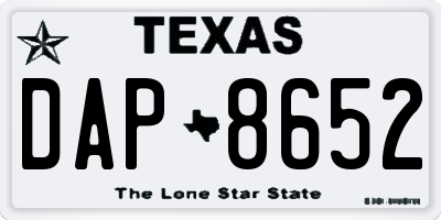 TX license plate DAP8652