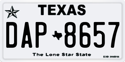 TX license plate DAP8657