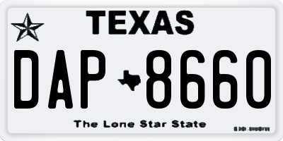 TX license plate DAP8660