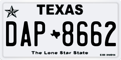 TX license plate DAP8662