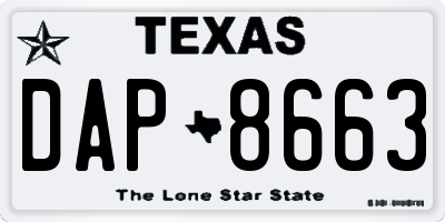 TX license plate DAP8663
