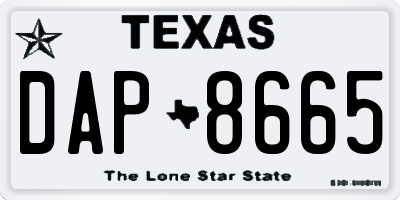 TX license plate DAP8665