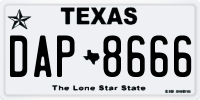 TX license plate DAP8666