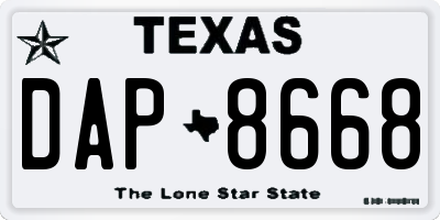 TX license plate DAP8668