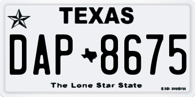 TX license plate DAP8675