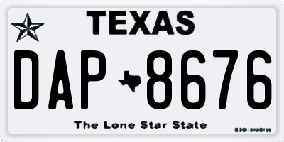 TX license plate DAP8676