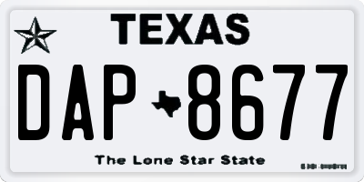 TX license plate DAP8677