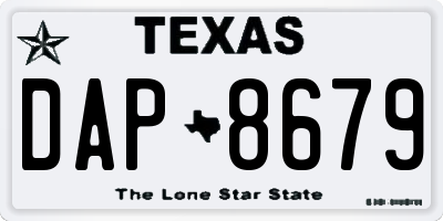 TX license plate DAP8679