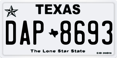 TX license plate DAP8693