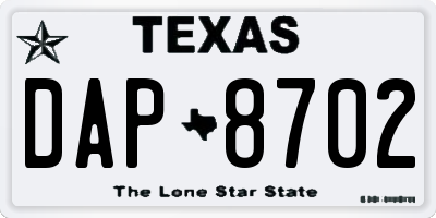 TX license plate DAP8702