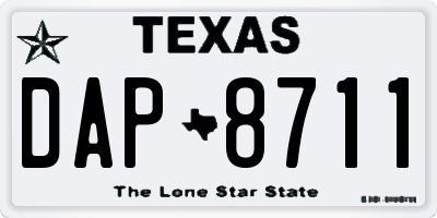 TX license plate DAP8711