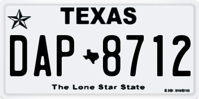 TX license plate DAP8712