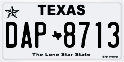 TX license plate DAP8713