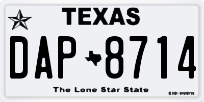 TX license plate DAP8714