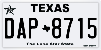 TX license plate DAP8715