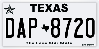 TX license plate DAP8720