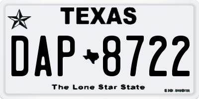 TX license plate DAP8722