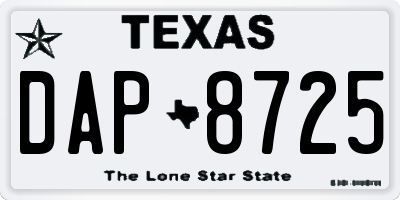 TX license plate DAP8725