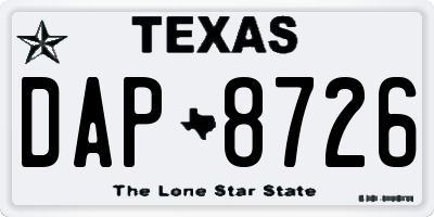 TX license plate DAP8726