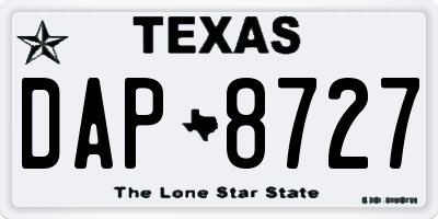 TX license plate DAP8727