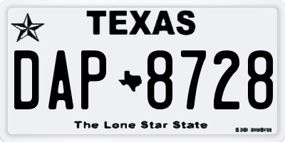 TX license plate DAP8728