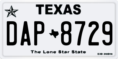 TX license plate DAP8729